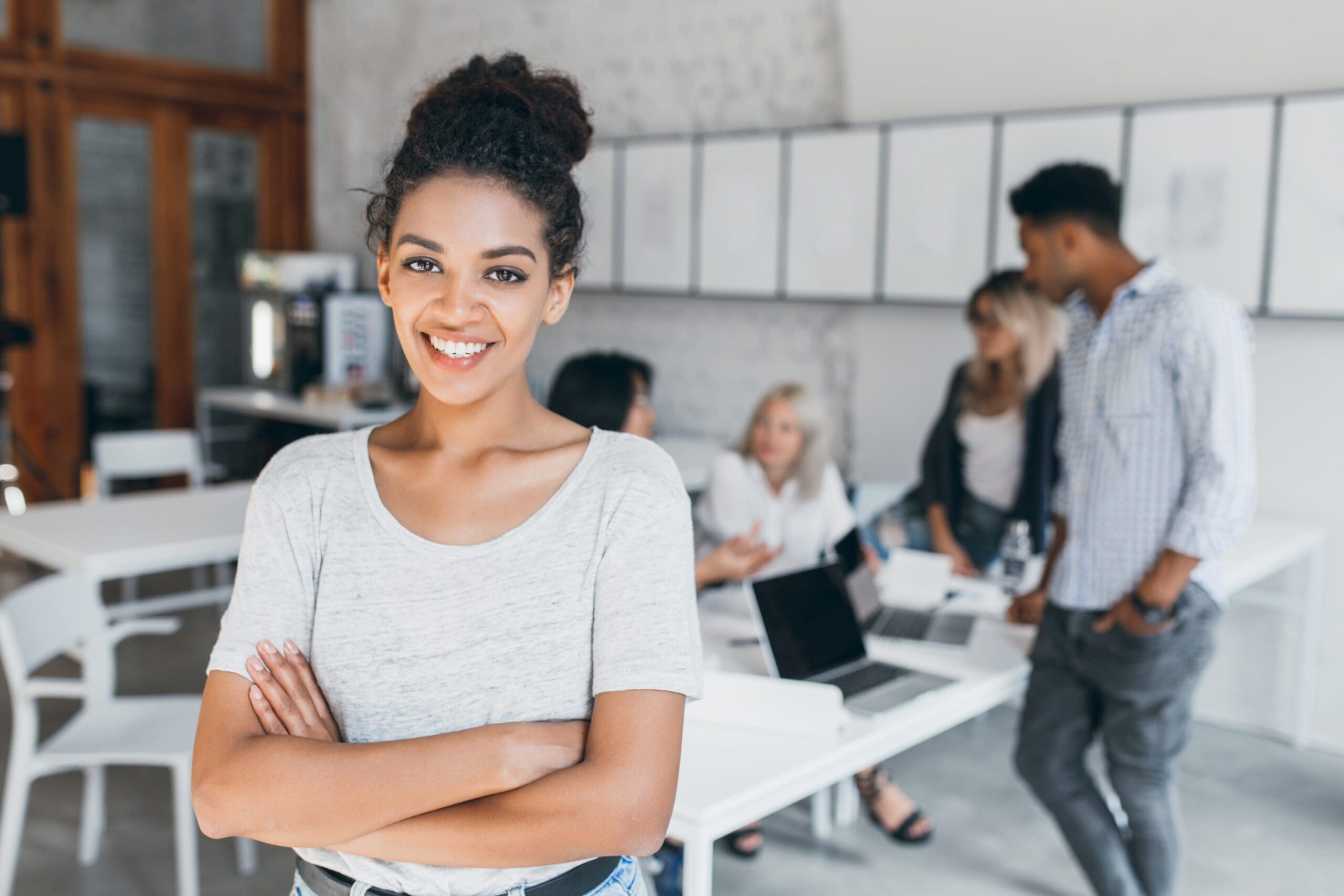 african american black or biracial woman working woman with professional career