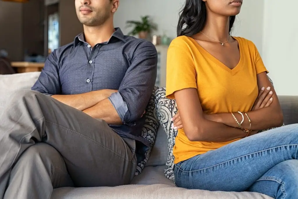 Unhappy couple in counseling